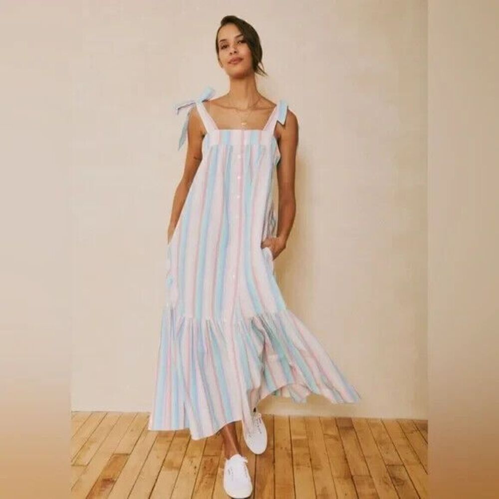 Ophelia & Indigo Maisy Maxi Dress XS Striped Boho cottagecore resort